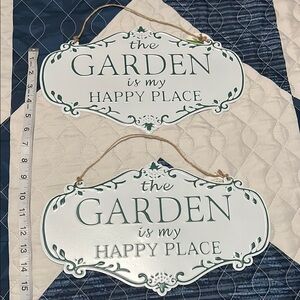 Garden Wall Signs with Green Text